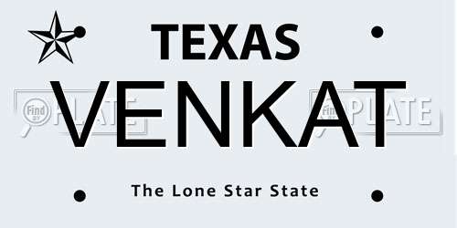 VENKAT Texas License Plate