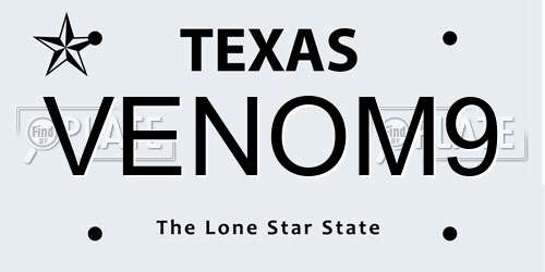 VENOM9 Texas License Plate