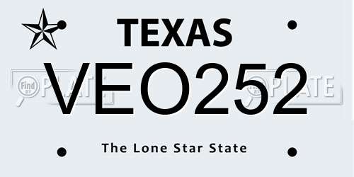 VEO252 Texas License Plate