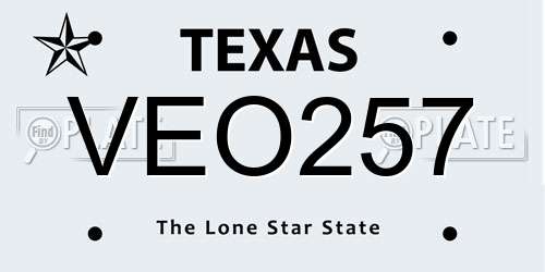 VEO257 Texas License Plate