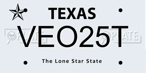 VEO25T Texas License Plate
