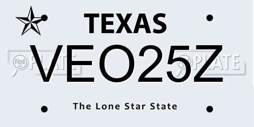 VEO25Z Texas License Plate