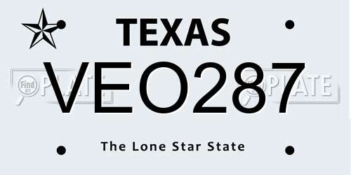 VEO287 Texas License Plate