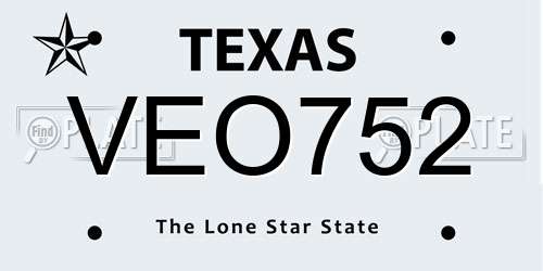 VEO752 Texas License Plate