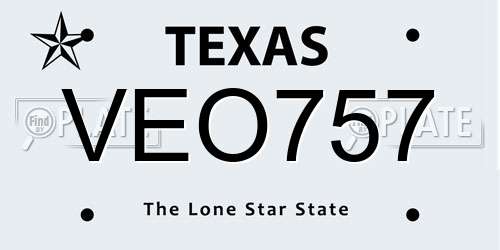 VEO757 Texas License Plate