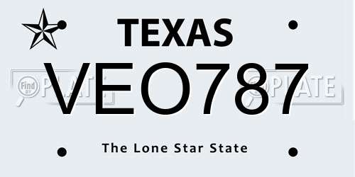 VEO787 Texas License Plate