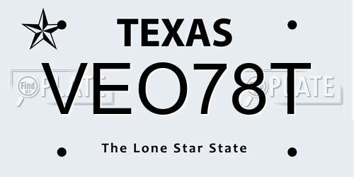 VEO78T Texas License Plate