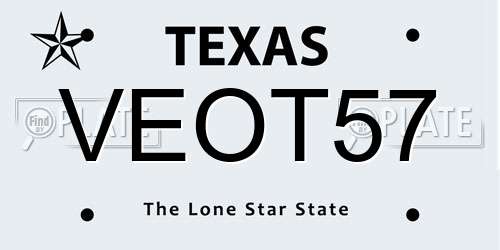VEOT57 Texas License Plate