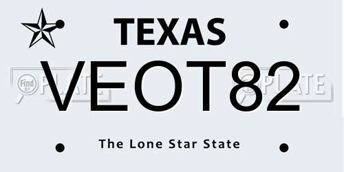 VEOT82 Texas License Plate