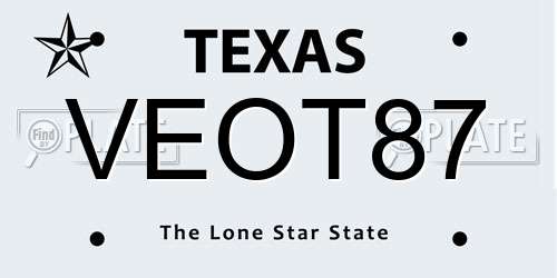 VEOT87 Texas License Plate