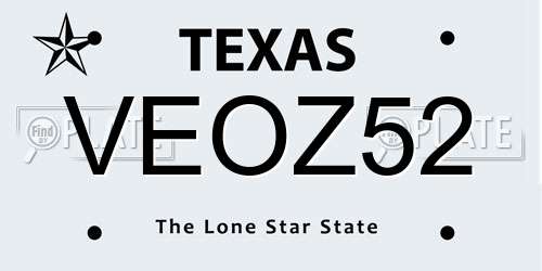 VEOZ52 Texas License Plate