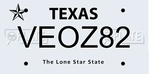 VEOZ82 Texas License Plate