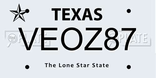 VEOZ87 Texas License Plate
