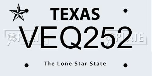 VEQ252 Texas License Plate
