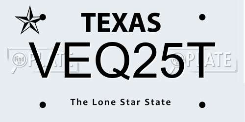 VEQ25T Texas License Plate