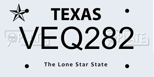 VEQ282 Texas License Plate