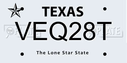 VEQ28T Texas License Plate