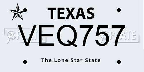 VEQ757 Texas License Plate