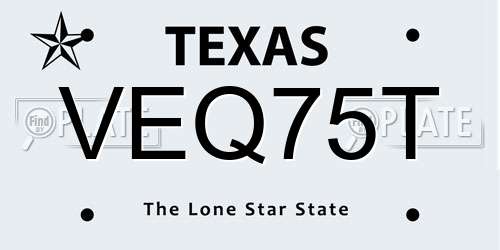 VEQ75T Texas License Plate