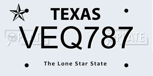 VEQ787 Texas License Plate
