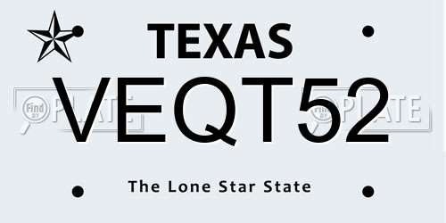 VEQT52 Texas License Plate