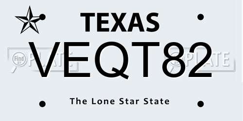 VEQT82 Texas License Plate