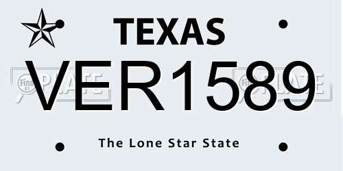VER1589 Texas License Plate