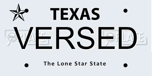 VERSED Texas License Plate