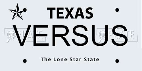 VERSUS Texas License Plate