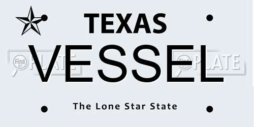 VESSEL Texas License Plate