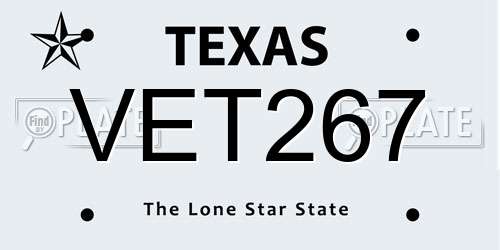 VET267 Texas License Plate