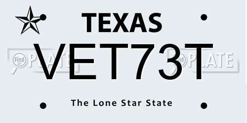 VET73T Texas License Plate