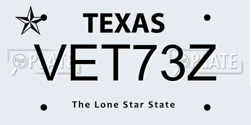 VET73Z Texas License Plate