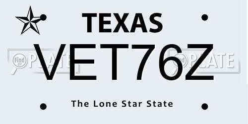 VET76Z Texas License Plate