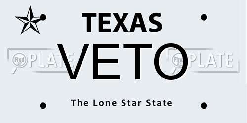 VETO Texas License Plate