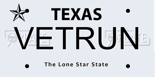 VETRUN Texas License Plate