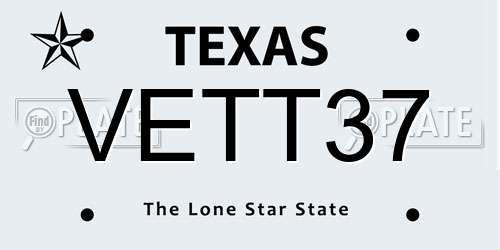 VETT37 Texas License Plate