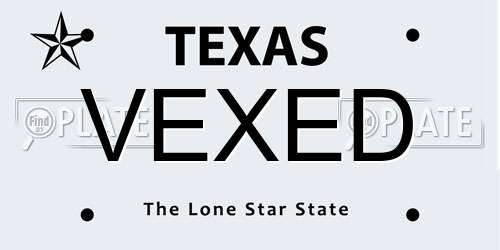 VEXED Texas License Plate