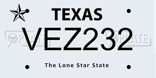 VEZ232 Texas License Plate