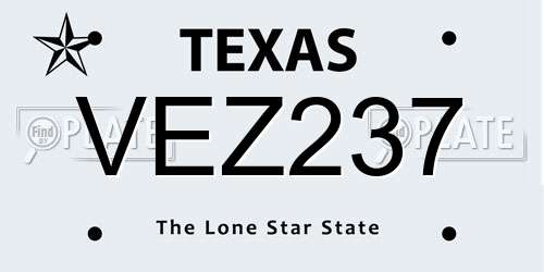 VEZ237 Texas License Plate