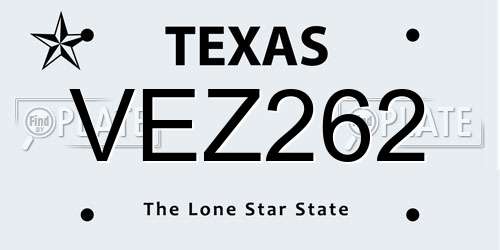 VEZ262 Texas License Plate