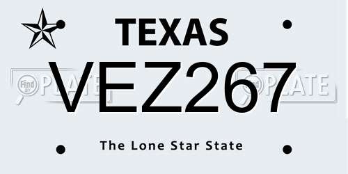 VEZ267 Texas License Plate