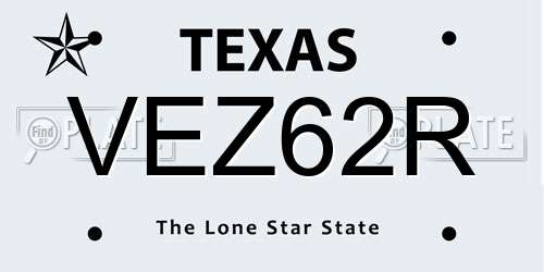 VEZ62R Texas License Plate