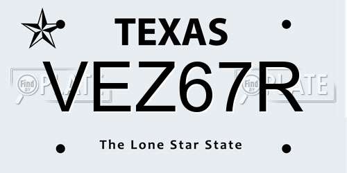 VEZ67R Texas License Plate