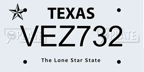 VEZ732 Texas License Plate