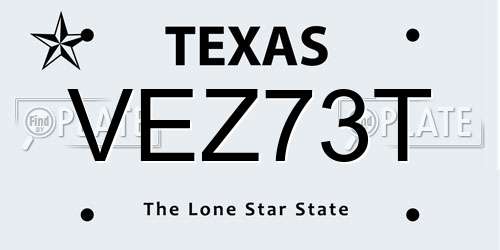 VEZ73T Texas License Plate