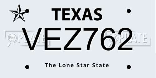 VEZ762 Texas License Plate