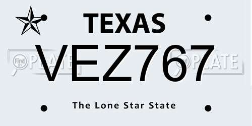 VEZ767 Texas License Plate