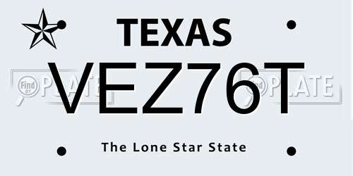 VEZ76T Texas License Plate