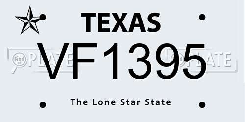 VF1395 Texas License Plate